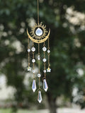 Gold Flame Moon Crystal Pendant - Outdoor Garden Sunlight Catcher