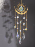 Gold Flame Moon Crystal Pendant - Outdoor Garden Sunlight Catcher