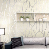 European Style Non-Woven 3D Curve Stripe Wall Wallpaper - Modern Room Decor