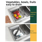 Stainless Steel Kitchen Sink Drain Rack - Foldable Dish Drainer Basket