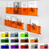 12 Color Acrylic Brochure Holder Wall Mount Magazine Rack - Pamphlet Stand & Floating Bookshelves