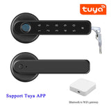 Tuya APP Remote Control Smart Fingerprint Password Lock Electric Biometrics Code Number Single Latch Door Lock With Key