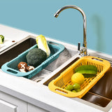 Adjustable Kitchen Sink Organizer - Soap Sponge Holder & Vegetable Drain Basket