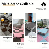 Soft Plush Puzzle Foam Floor Mat - Interlocking Fluffy Area Rugs Set