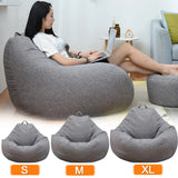 Bean Bag Sofa Cover - Linen Cloth Lounger Seat - Living Room Furniture