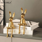 Luxury Ceramic Long-Eared Rabbit Statue - High-End Home Decor