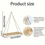 Modern Wooden Swing Hanging Shelf - Home Living Room Plant Flower Pot Tray Storage