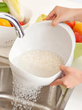 Silicone Colander Rice Bowl Drain Basket with Handle - Kitchen Washing Organizer