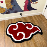 Japanese Anime Red Cloud Doormat - Handmade Tufted Rug for Home Decor