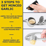 LMETJMA Premium Garlic Press - Stainless Steel Mincer & Crusher