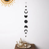 Boho Moon Phase Wall Hanging - Elegant Wood Garland for Living Room, Bedroom, Nursery, and Office