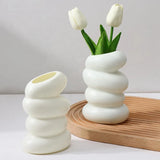 Elegant Nordic Spiral White Vase - Modern Plastic Decorative Flower Vase for Home Decor