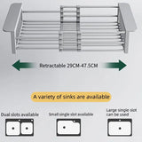 Stainless Steel Kitchen Sink Drain Rack - Foldable Dish Drainer Basket