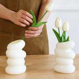 Elegant Nordic Spiral White Vase - Modern Plastic Decorative Flower Vase for Home Decor