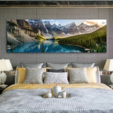 Landscape Canvas Painting - Lake Forest Mountain Scenery Wall Art Decor - Living Room Bedroom Posters