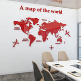 3D Acrylic World Map Wall Stickers - Modern Mirror Stickers for Bedroom, Office & Home Decor