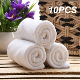 10pc White Microfiber Fabric Face Towels - Soft Hotel Bath Towels