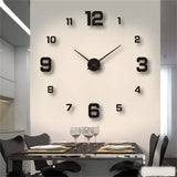 DIY Wall Clock 40cm/16'' Frameless Modern 3D Mirror Sticker Clock