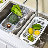 Adjustable Kitchen Sink Organizer - Soap Sponge Holder & Vegetable Drain Basket