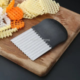 Stainless Steel Potato Chip Slicer - Crinkle Cutter Chopper for Kitchen - French Fry Maker Tool