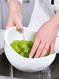 Silicone Colander Rice Bowl Drain Basket with Handle - Kitchen Washing Organizer