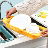 Adjustable Kitchen Sink Organizer - Soap Sponge Holder & Vegetable Drain Basket