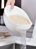 Silicone Colander Rice Bowl Drain Basket with Handle - Kitchen Washing Organizer