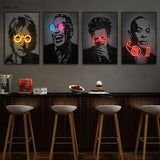 Abstract Neon Rapper Star Posters - Hip Hop Singers Wall Art - Graffiti Canvas Painting