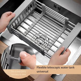 Stainless Steel Kitchen Sink Drain Rack - Foldable Dish Drainer Basket