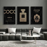 Fashion Wall Art COCO Perfume Luxury Bottle Canvas Print - Home Deco