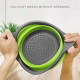 Silicone Folding Vegetable Washing Drain Basket - Collapsible Kitchen Strainer