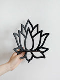 Lotus Crystal Corner Shelf - Black Wooden Wall Shelves - Spiritual Decor