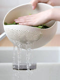 Silicone Colander Rice Bowl Drain Basket with Handle - Kitchen Washing Organizer