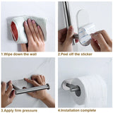 Stainless Steel Adhesive Paper Towel Holder - No Drill Kitchen Bathroom Storage Rack