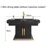 Practical Black And White Rock Plate Long Dinner Table For Small Living Room Home Furniture Set 6 Chairs Loft Inside