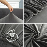 Velvet Sofa Cover - Thick Elastic Couch Cover for Living Room - Plush L Shaped Corner Sofa Slipcover