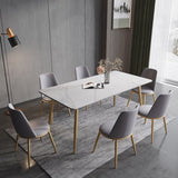 Light Luxury Stone Plate Dining Tables and Chairs Set Home Nordic Modern Simple Rectangular Dining Table