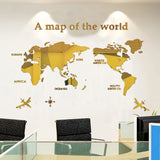 3D Acrylic World Map Wall Stickers - Modern Mirror Stickers for Bedroom, Office & Home Decor