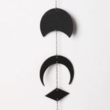 Boho Moon Phase Wall Hanging - Elegant Wood Garland for Living Room, Bedroom, Nursery, and Office