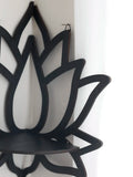 Lotus Crystal Corner Shelf - Black Wooden Wall Shelves - Spiritual Decor