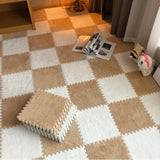 Soft Plush Puzzle Foam Floor Mat - Interlocking Fluffy Area Rugs Set