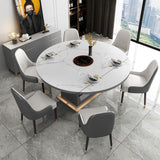 Practical Black And White Rock Plate Long Dinner Table For Small Living Room Home Furniture Set 6 Chairs Loft Inside