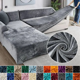 Velvet Sofa Cover - Thick Elastic Couch Cover for Living Room - Plush L Shaped Corner Sofa Slipcover