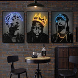 Abstract Neon Rapper Star Posters - Hip Hop Singers Wall Art - Graffiti Canvas Painting