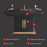 Practical Black And White Rock Plate Long Dinner Table For Small Living Room Home Furniture Set 6 Chairs Loft Inside