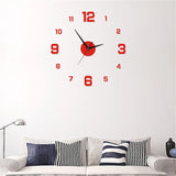 DIY Wall Clock 40cm/16'' Frameless Modern 3D Mirror Sticker Clock