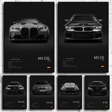 Luxury Supercar F80 M3 M140 GTR Wall Art - Black and White Poster - Canvas Print