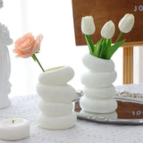 Elegant Nordic Spiral White Vase - Modern Plastic Decorative Flower Vase for Home Decor