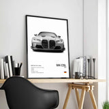 Luxury Supercar F80 M3 M140 GTR Wall Art - Black and White Poster - Canvas Print