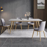 Light Luxury Stone Plate Dining Tables and Chairs Set Home Nordic Modern Simple Rectangular Dining Table